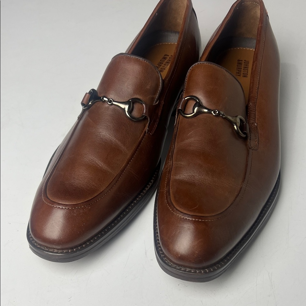 Johnston & Murphy Chestnut Leather Slip-Ons